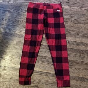 PINK Victoria's Secret Red and Black Plaid Leggings